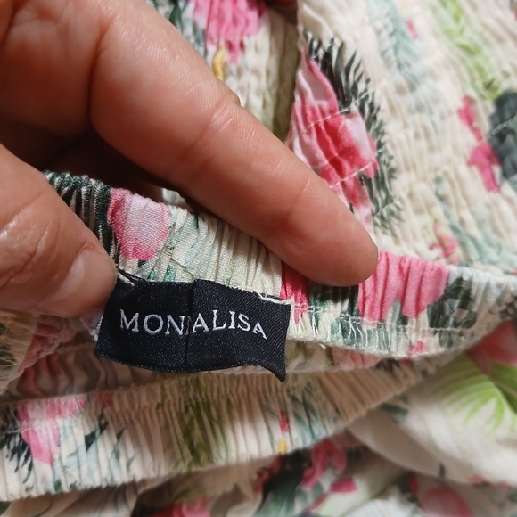 MonnaLisa‎ Cream and Pink Smocked Midi Dress - Picture 2 of 5